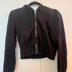 Brandy Melville Black Cropped Hoodie Jacket